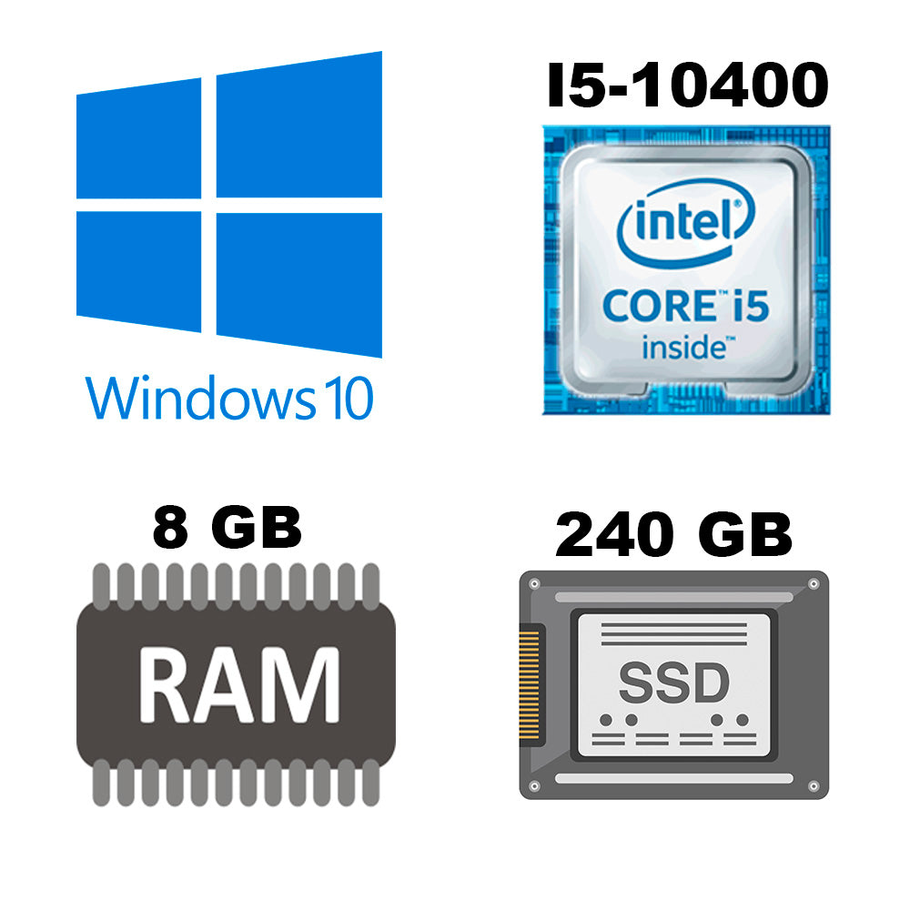 Computador Core I5-10400, 3,6Ghz, Memoria DDR4 8GB 2400MHz, SSD WD 240 GB - Windows 10