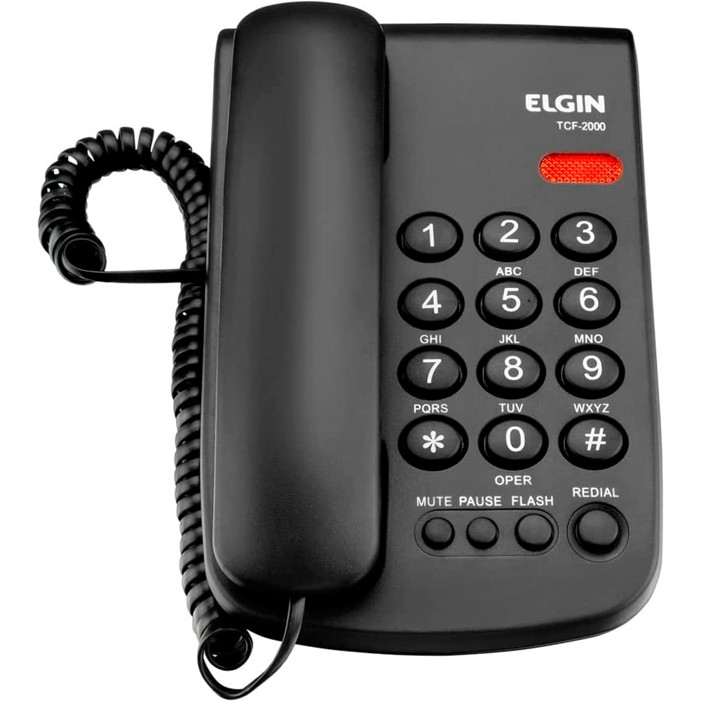Telefone de Mesa Com Fio Elgin 42TCF2000 - Com Chave de Bloqueio Preto