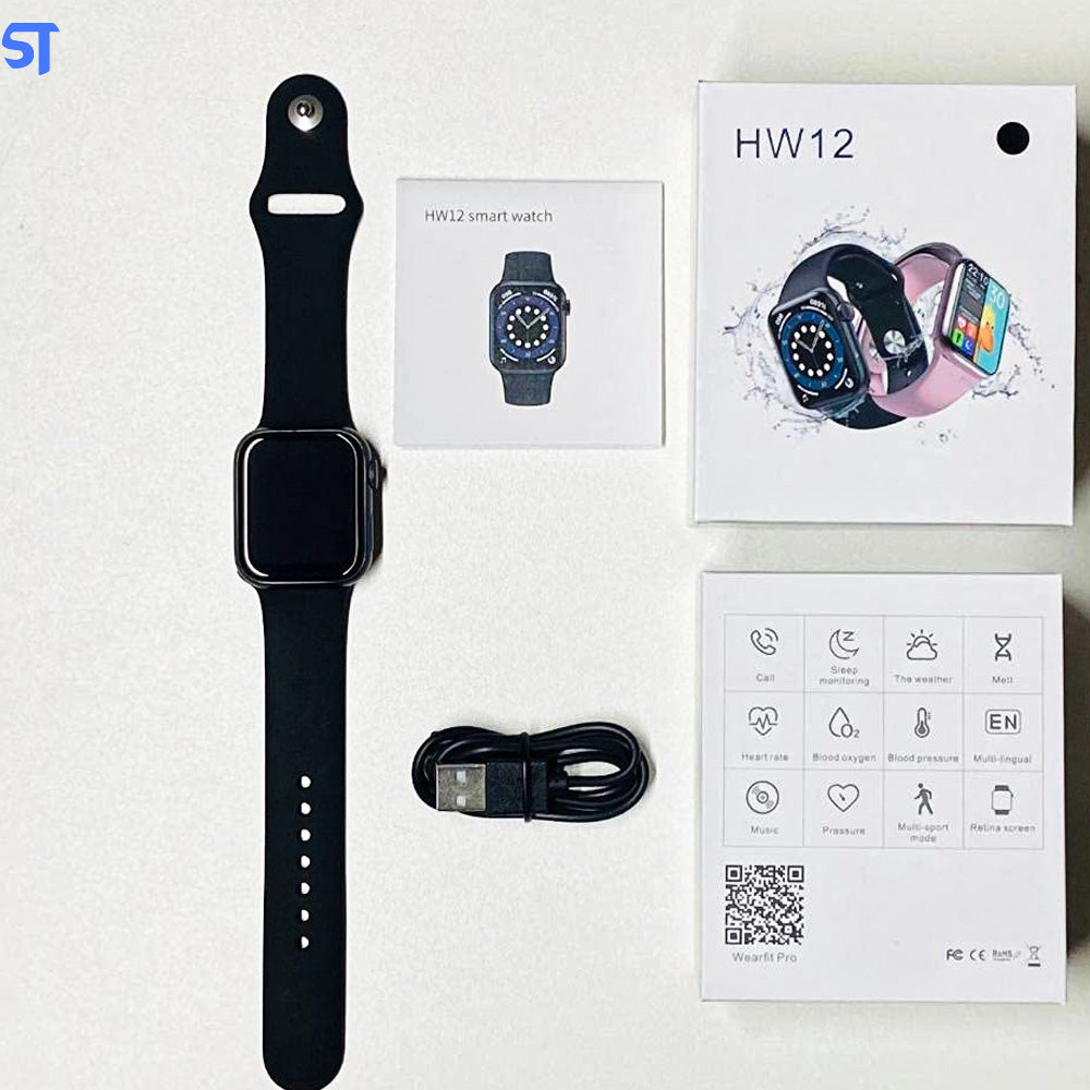 Relógio SmartWatch HW12 Preto 40mm Tela Infinita Com Sensor Cardíaco