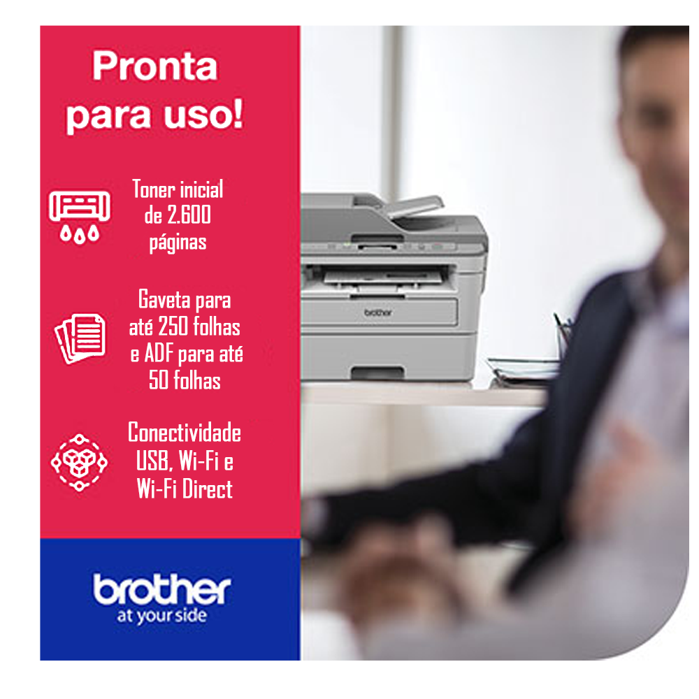 Multifuncional Brother Laser, Mono, Wi-Fi, 110V - DCP-B7535DW
