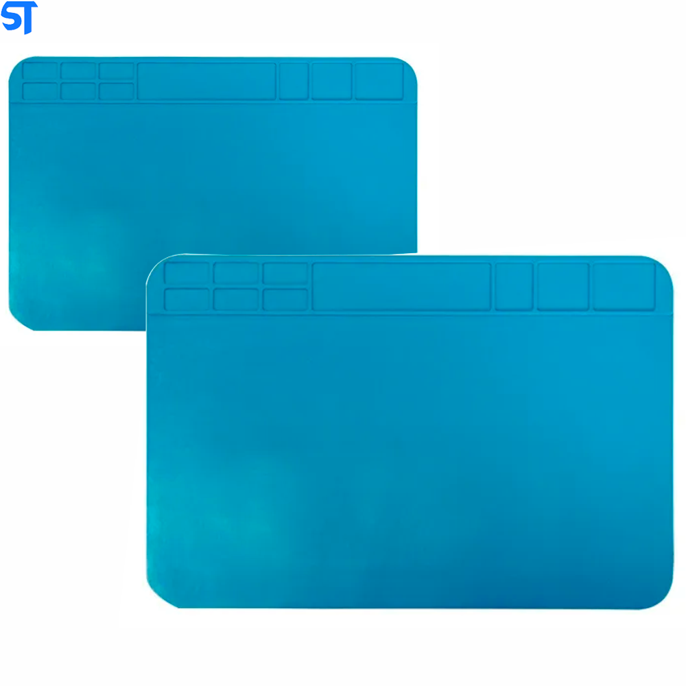 Manta Anti Estática Silicone Azul Com Porta Objetos 300X200mm Exbom KLTE-509