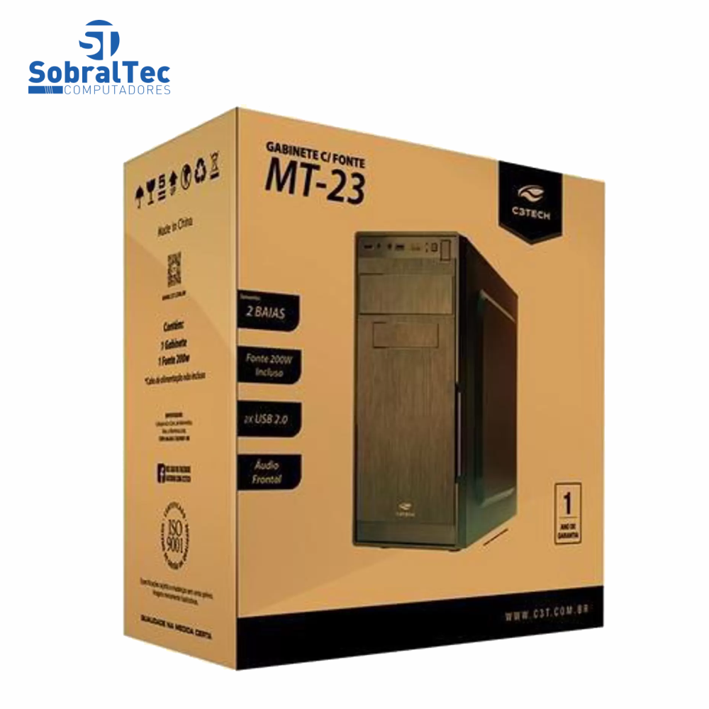 Gabinete MICRO-ATX MT-23V2BK Com Fonte 200W C3Plus