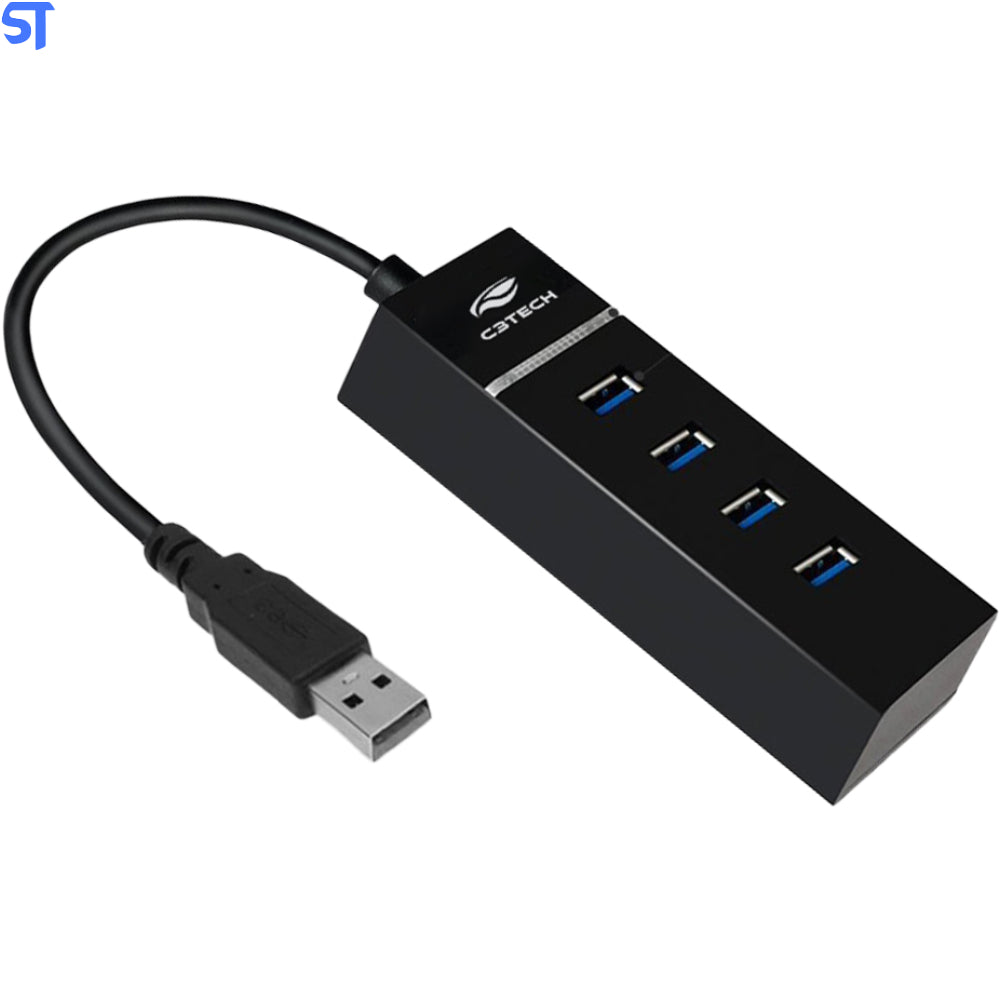 Hub USB 2.0 5 Portas Com Leitor de Cartao C3Tech - HU-L200BK