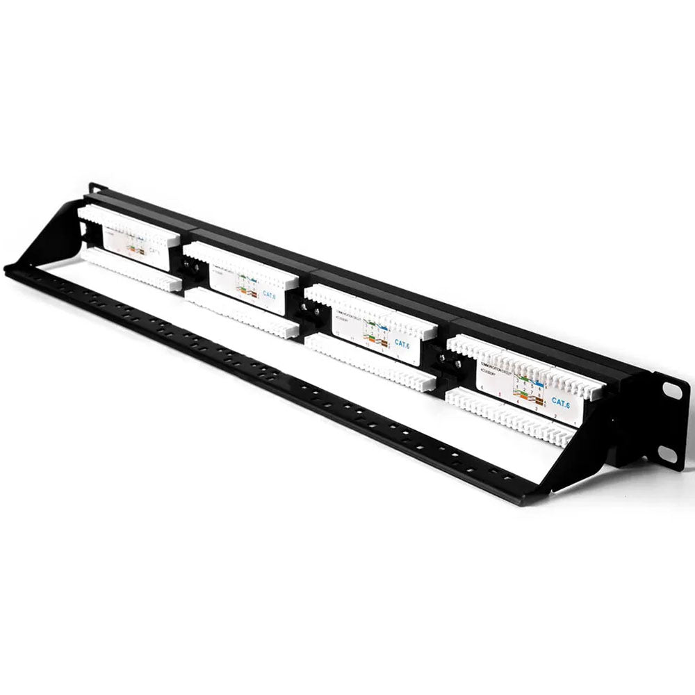 Patch Panel 24 Portas CAT6 Sem Guia LA-P624 PlusCable Preto