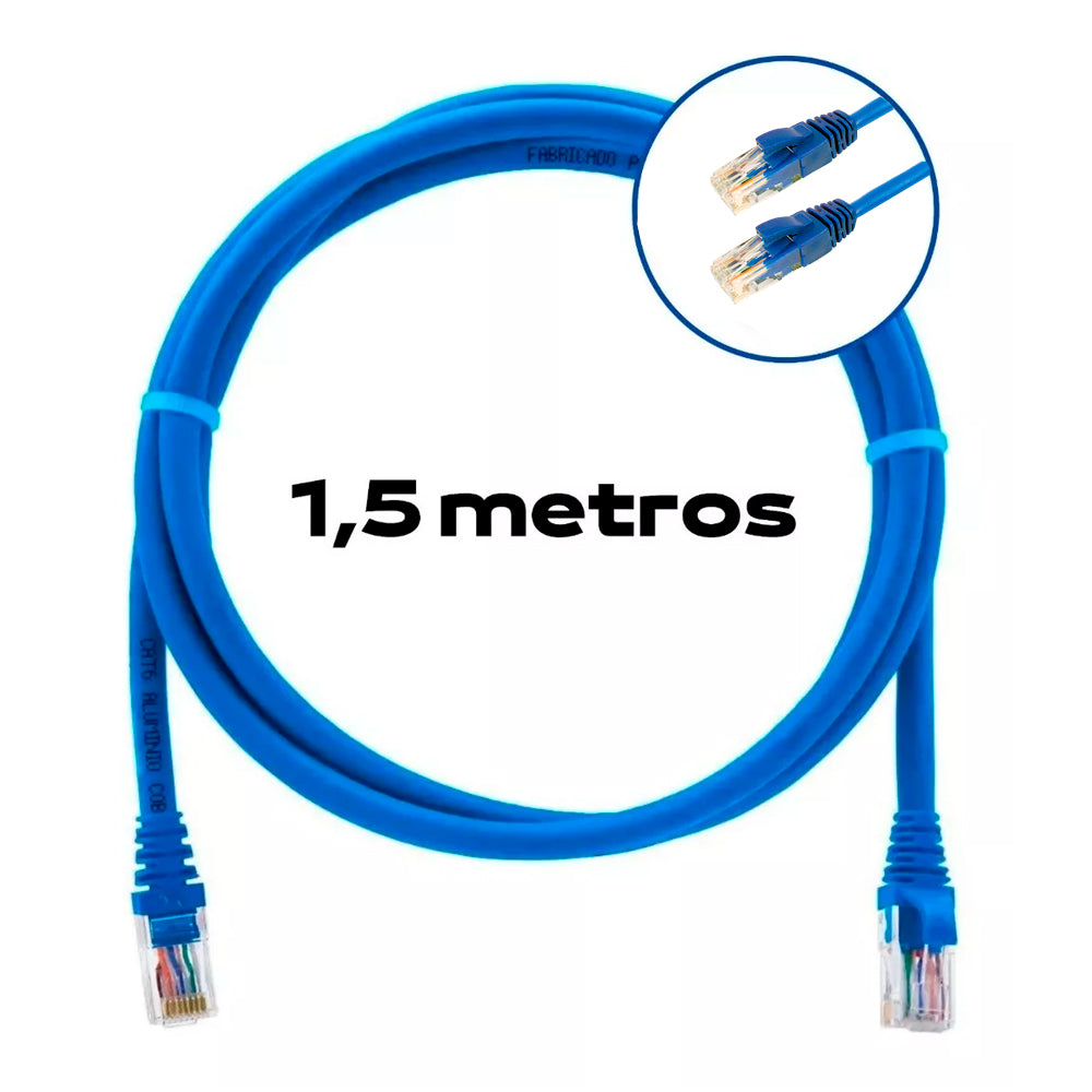 Cabo de Rede Cat.6 PC-ETH6U15BL 1.5 Metros Patch Cord PlusCable - Azul