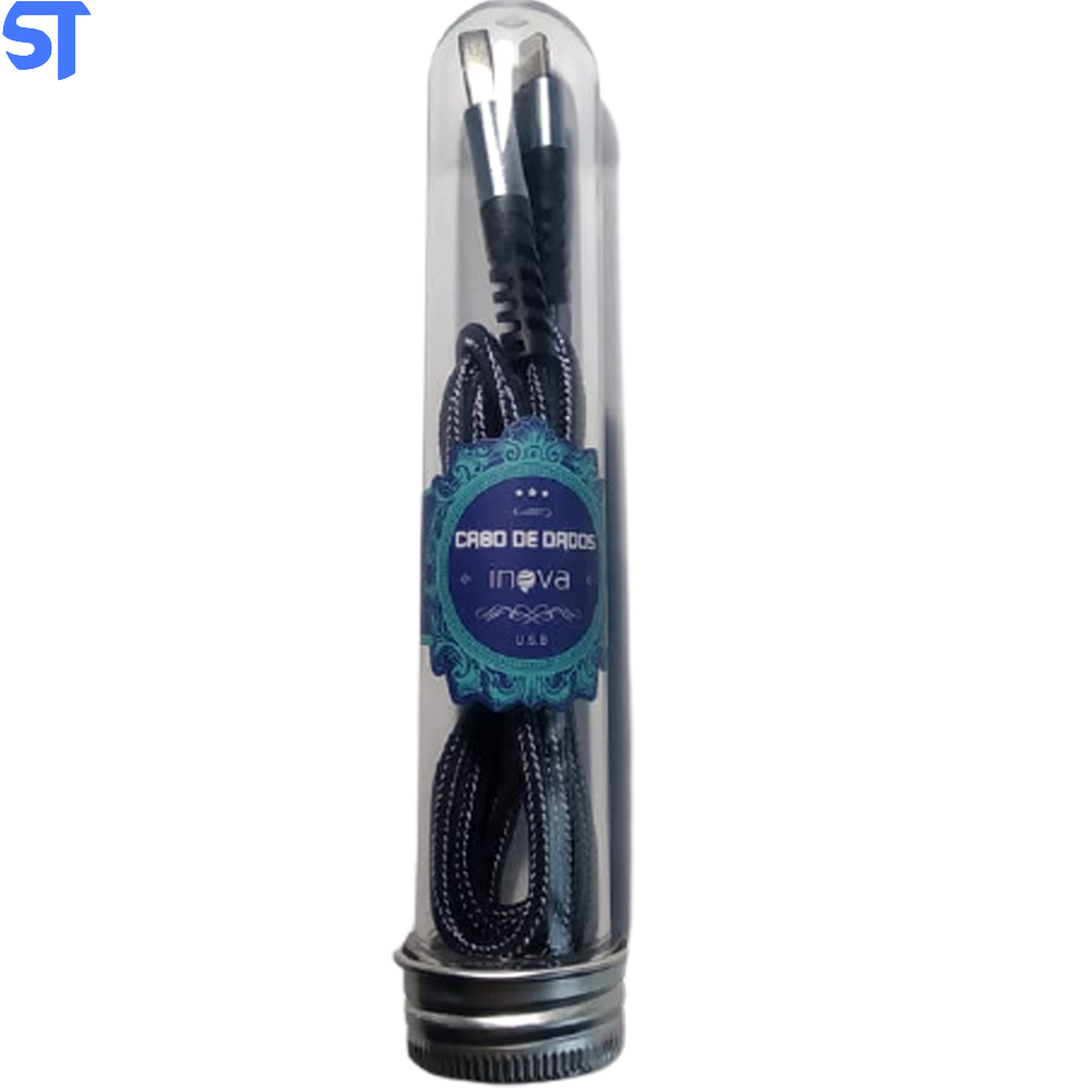 Cabo Lightning Trançado Em Nylon Tubo Para iPhone 1 Metro Inova Cinza