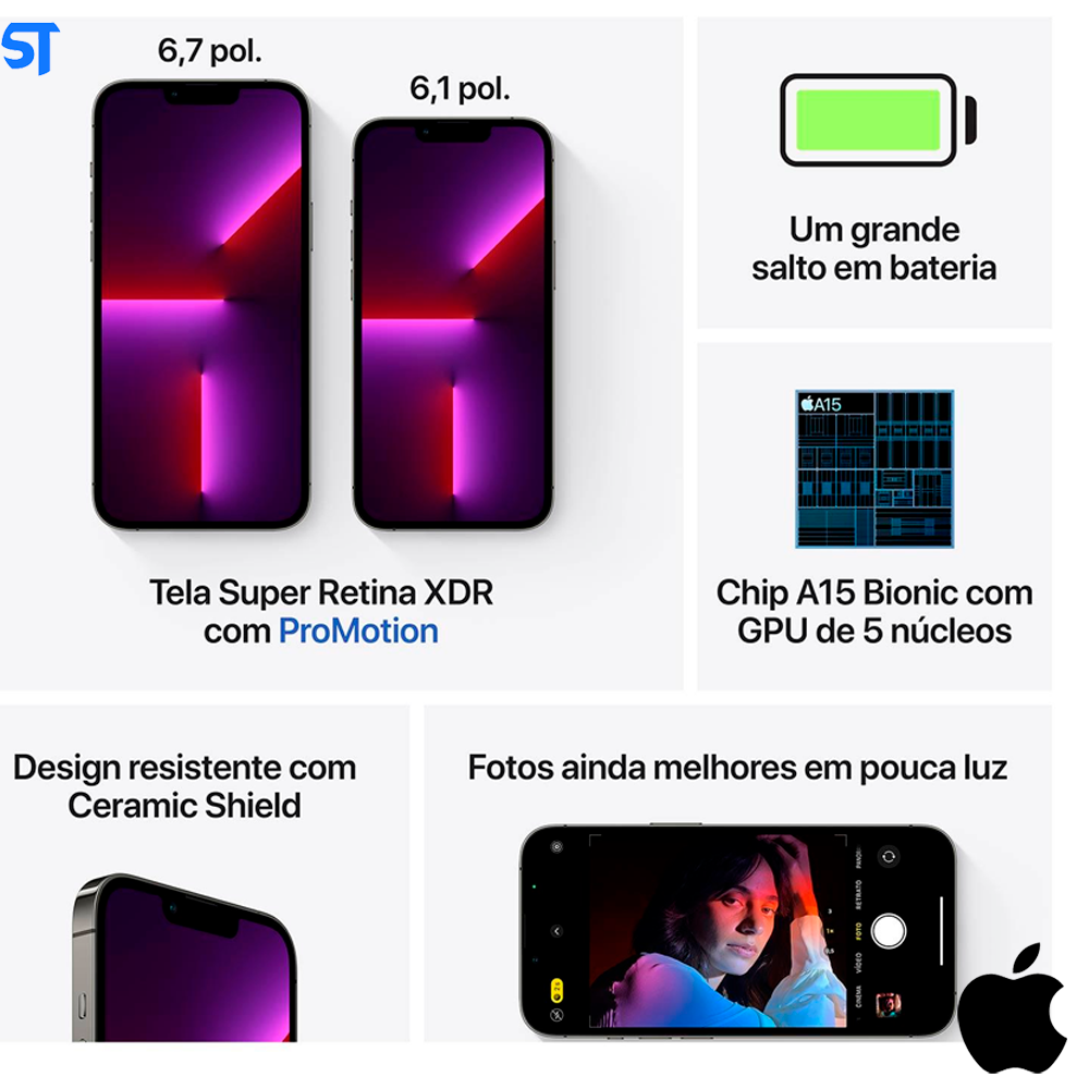 iPhone 13 Pro Max Apple 256GB Grafite, Tela de 6,7'', 5G e Câmera Pro de 12 MP