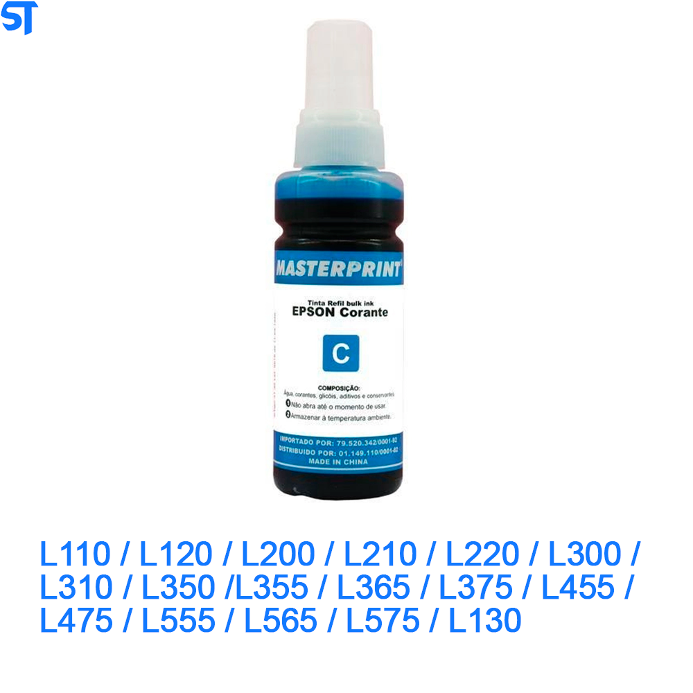 Refil de Tinta Epson Corante MP 664/673 Cyano 100ML Masterprint Para Ecotank Epson