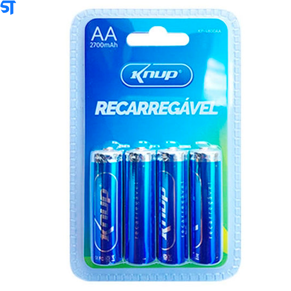 Pilhas Recarregáveis AA De 2700mah 4 Unid Knup Kp-4800AA