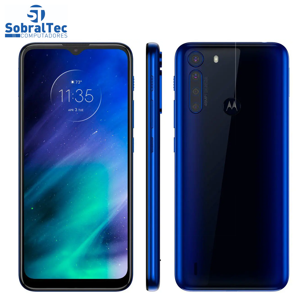 Smartphone Motorola One Fusion 128GB Azul Safira - 4GB RAM Tela 6,5” Câm. Quádrupla + Selfie 8MP
