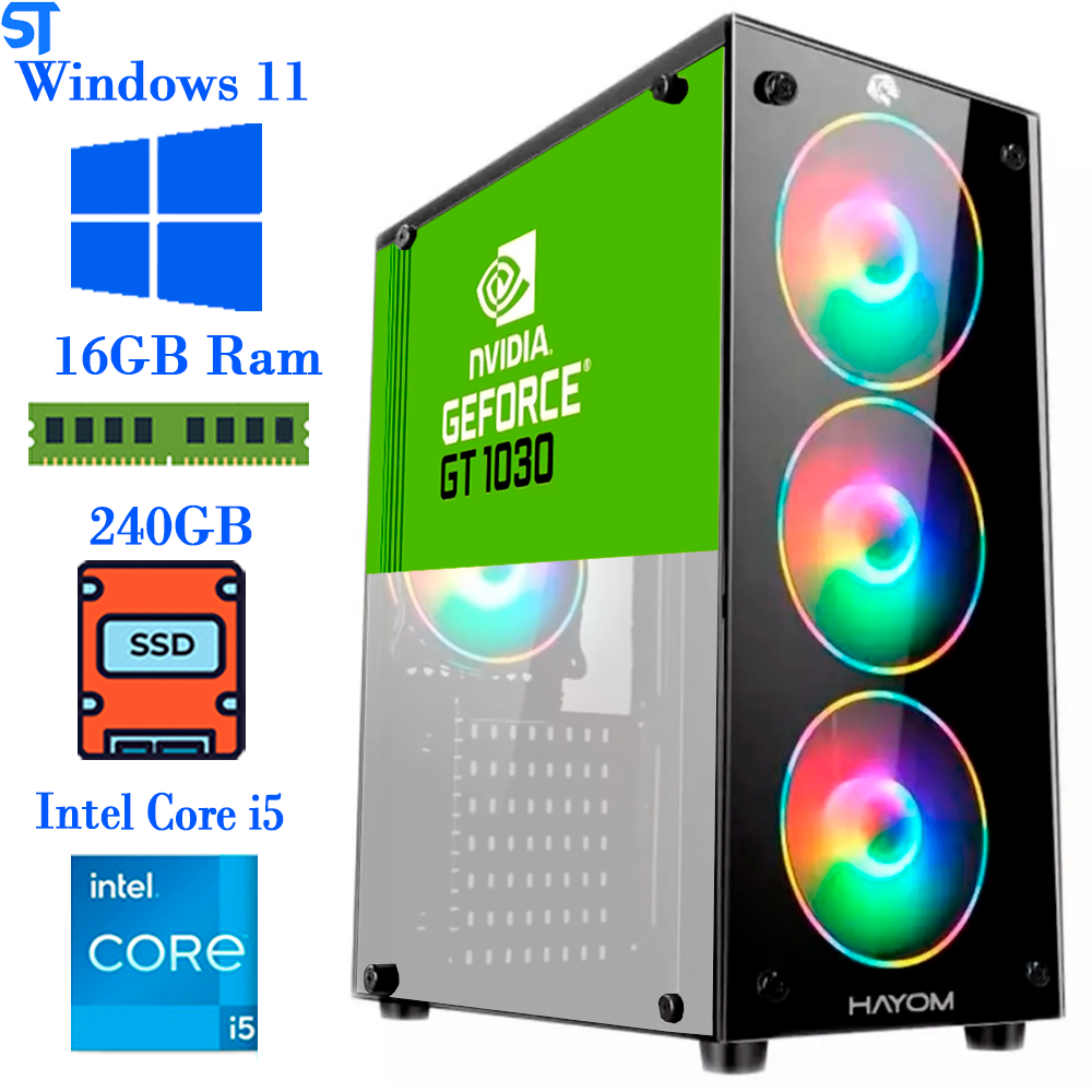 Computador Gamer Core i5 -10400F- Memória Ram 16GB-HD SSD 240GB- Placa de Vídeo 2GB GT1030- WINDOWS 11