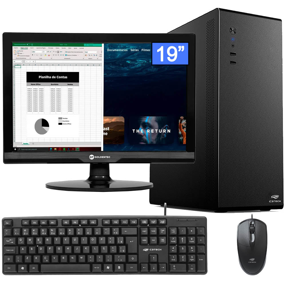 Computador Core i3-3220-SSD 120GB-Memória Ram 8GB-  Mini Micro-ATX MT-100BK  - Com Monitor 15.6 HDMI Teclado e Mouse