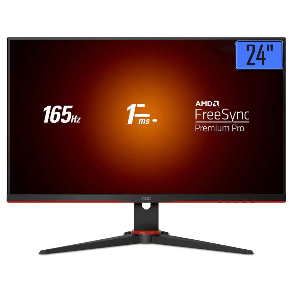 Monitor 24" Gamer AOC 24G2SE Full HD AMD FreeSync Premium Pro 165Hz 1ms Preto e Vermelho