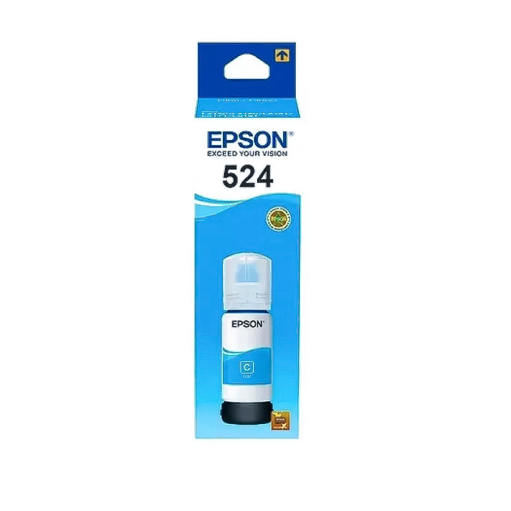 Refil de Tinta Epson 524 Cyano CY 70ML Original T524120 Pigmentada Rendimento 6.000 Páginas L15150/ T524220/ T524320