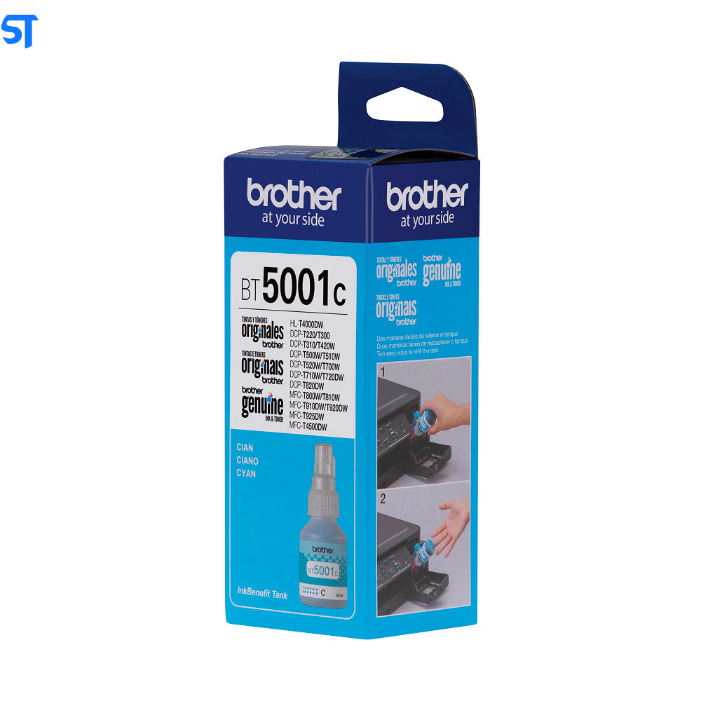 Garrafa de Tinta Brother BT5001C Ciano 5.000 Paginas para HL 74000DW DCP T220 T300 T310 T420W T500W T510W T520W T700W