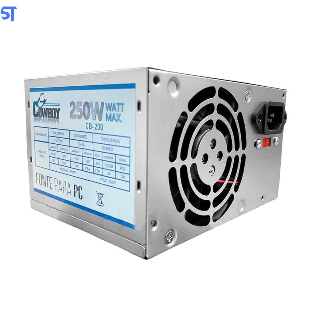 Fonte de Alimentação ATX Para PC 250W Real CB-200 - Cowboy