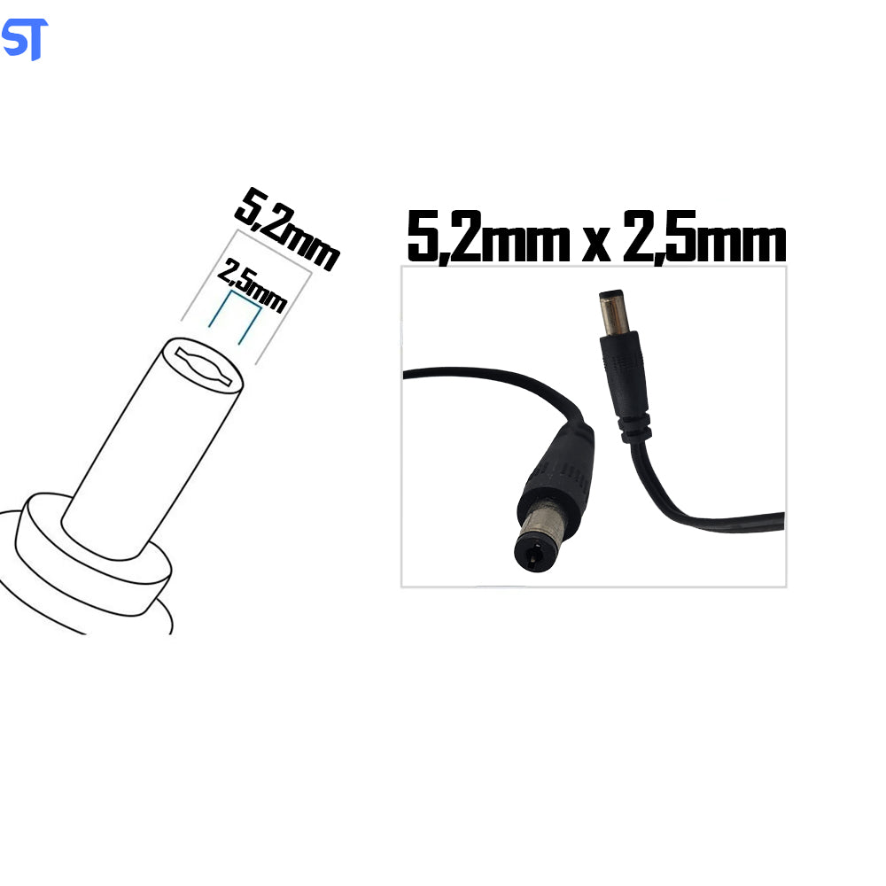 Fonte de Alimentação 12V 2.5A 30W Pino 5,2mm x 2,5mm Modelo: ADS0361-U120250