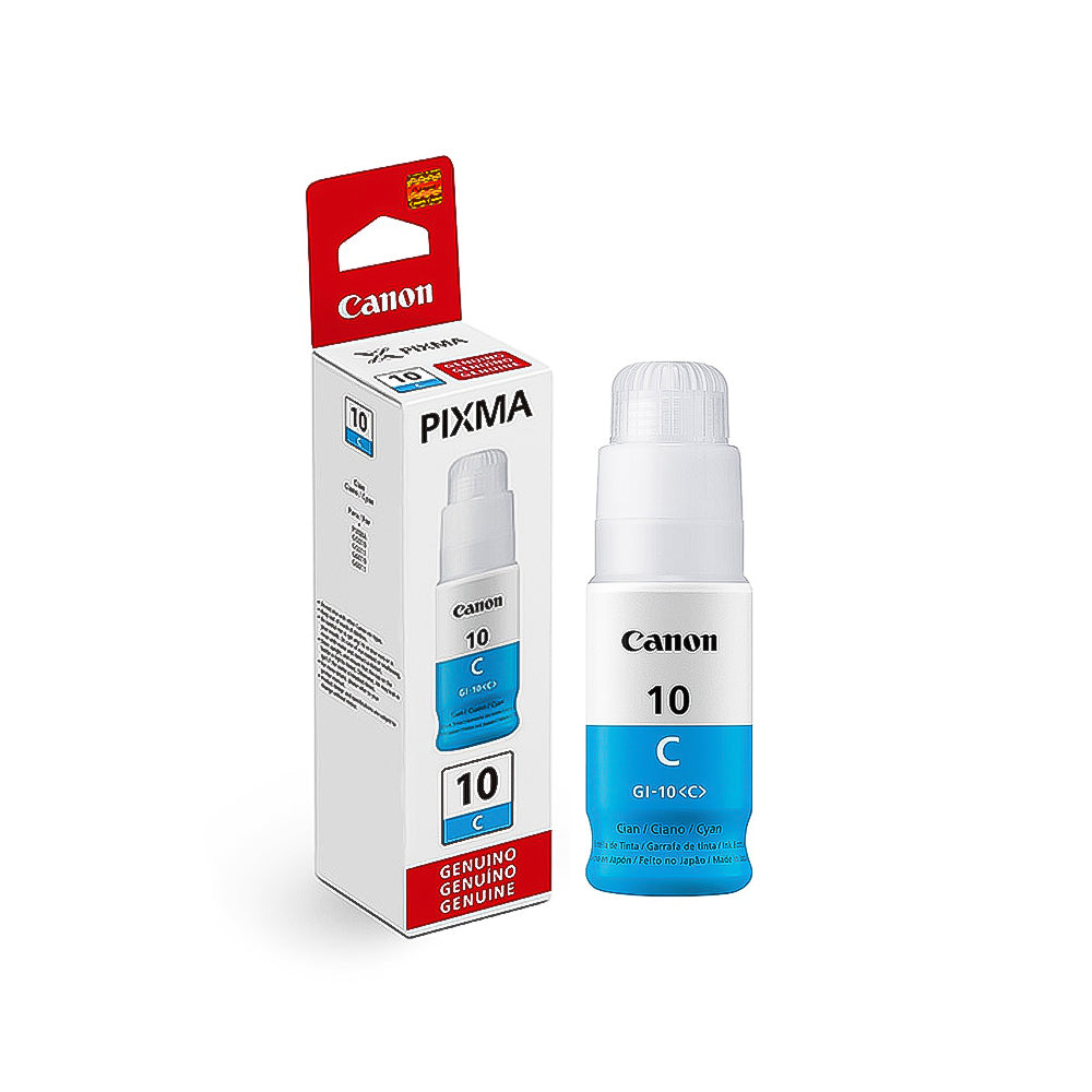 Garrafa de Tinta Canon GI 10C Ciano 7.700 Paginas Para Mega Tank G6010 G7010