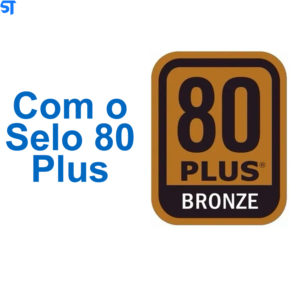 Fonte de Alimentação Atx 500W Real 80 Plus Bronze (Blu500r-b) - Bluecase - Com Ventilador Preto