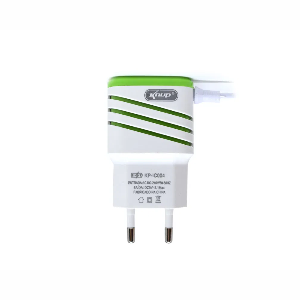 Carregador USB V8 Micro Usb 1 Entrada Usb 2.1A Corrente Máxima 5V Knup KP-IC004