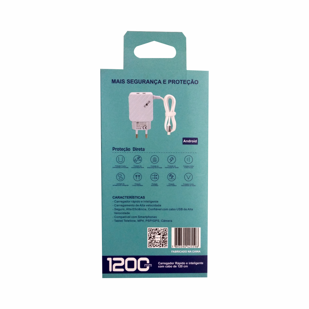 Carregador Inteligente USB 3.1a Prime CAR-G5181 Branco Com Duas Portas USB Extras