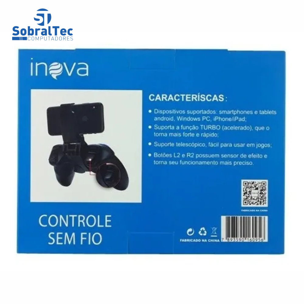 Controle Joystick Wireless Para Celular IOS Android e Windows Inova Con-8418