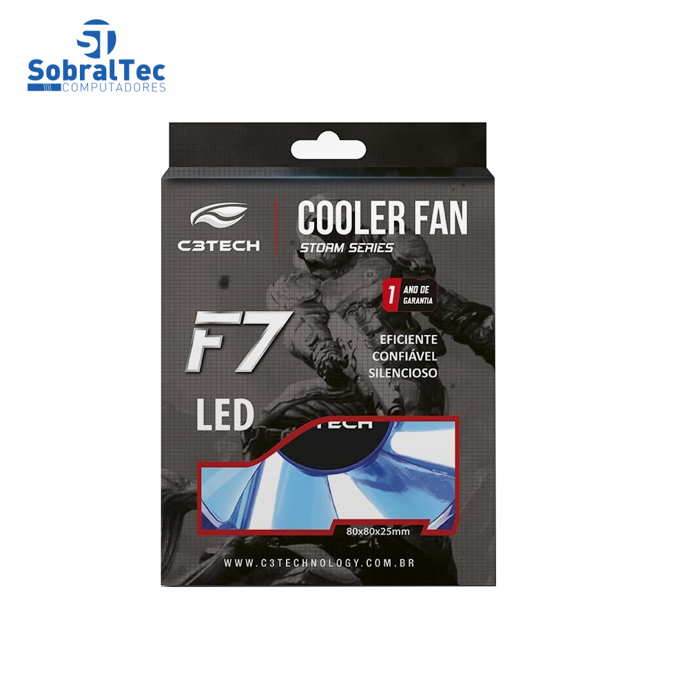 Cooler Fan Azul Storm 8Cm LED C3Tech F7-L50BL