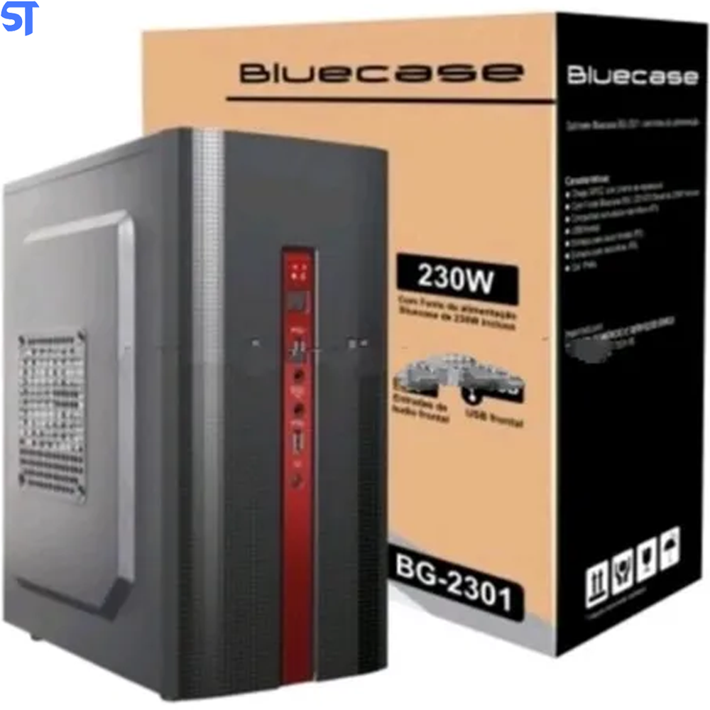 Gabinete Micro ATX BG-2301 Preto Bluecase - Com Fonte 230W