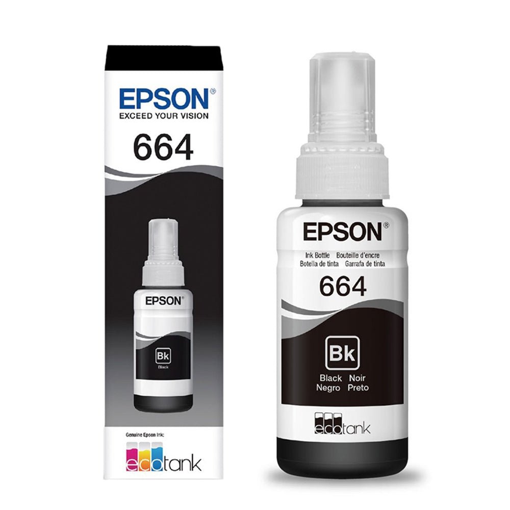Kit 2 Refil de Tinta Epson 664 Preto T664120 AL Original - Rende até 4.000 Paginas Para Ecotank L110 / á L395 / L495