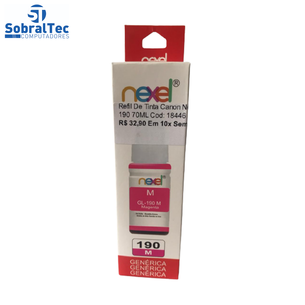 Refil De Tinta  Compativel Canon Nexel Magenta GL-190 70ML Para 1100-2100-3100-3102-4100-4102