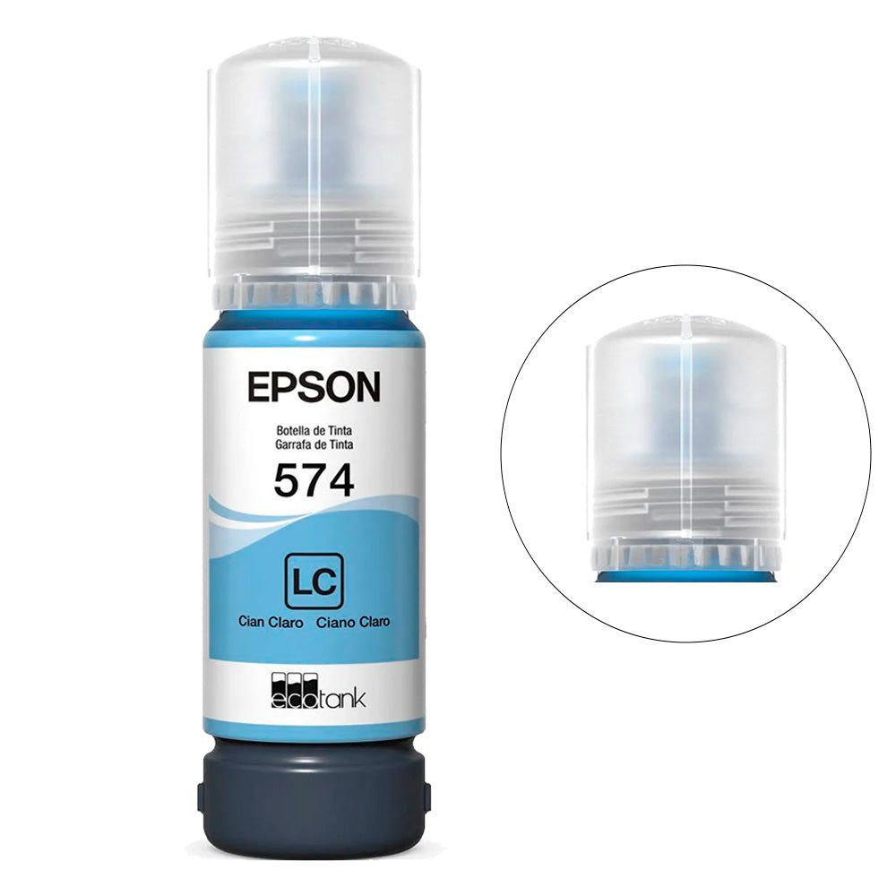 Refil de Tinta Epson 574 Cyano Claro LC 70ml Original T574120-AL para EcoTank L8050/ L18050