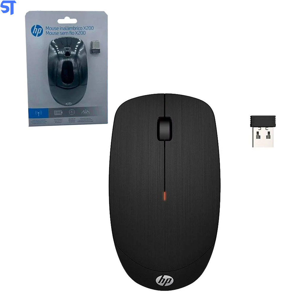 Mouse Hp Sem Fio 1600dpi X200 Preto
