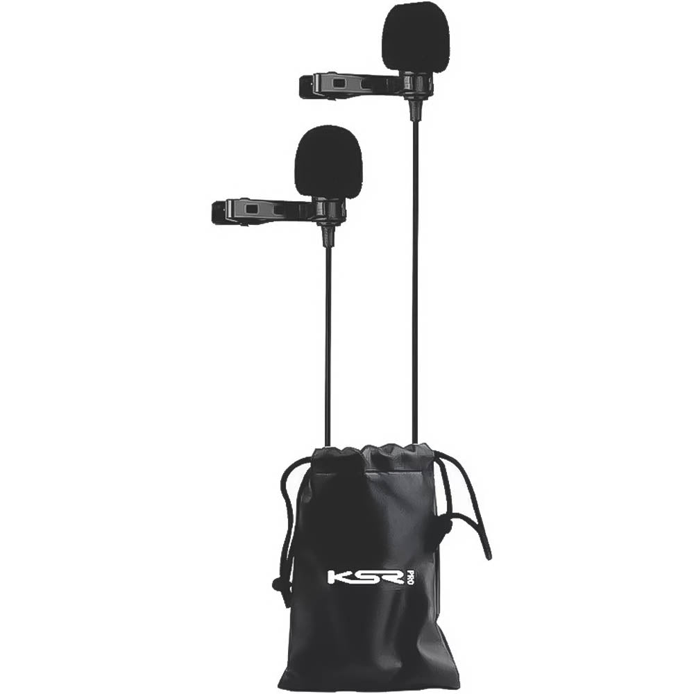 Microfone Lapela Profissional KSR PRO K1DM Omnidirecional Duplo