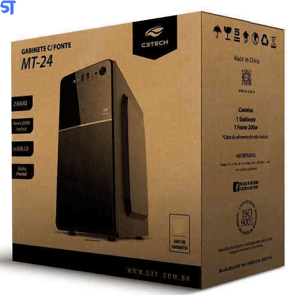Gabinete Micro-Atx Mt-24V2BK Com Fonte 200W C3Plus