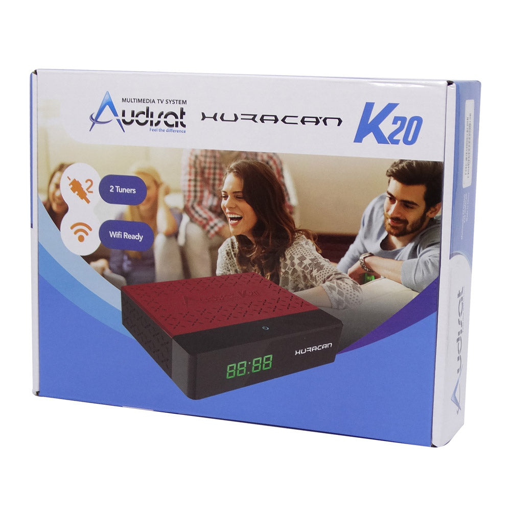 Receptor Fta Audisat Huracan K20 Full HD Acm 2 LNB Wi-Fi HDMI - Preto Vermelho