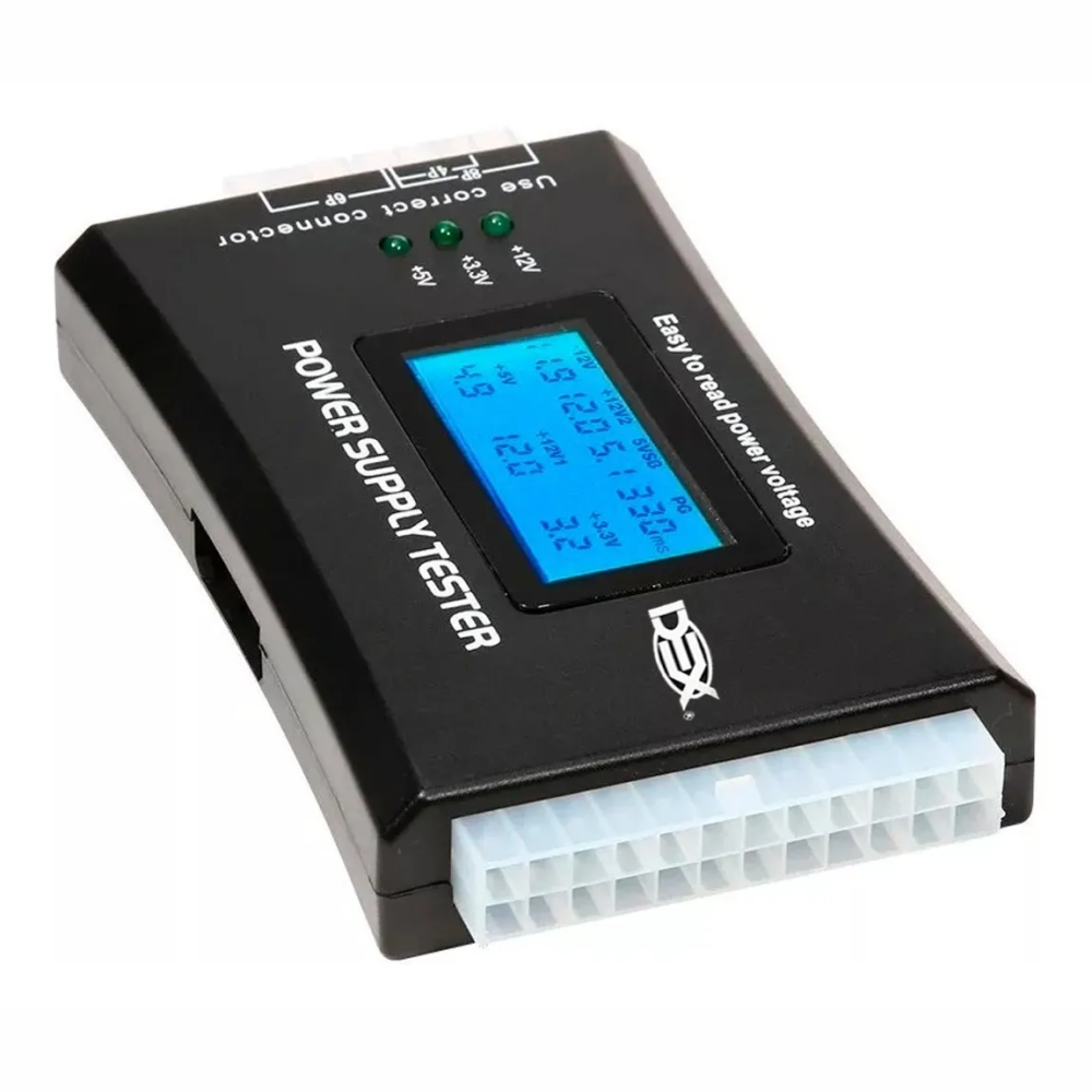 Testador De Fonte Power Supply Tester IV Com Tela LCD 20/24 Pinos Atx