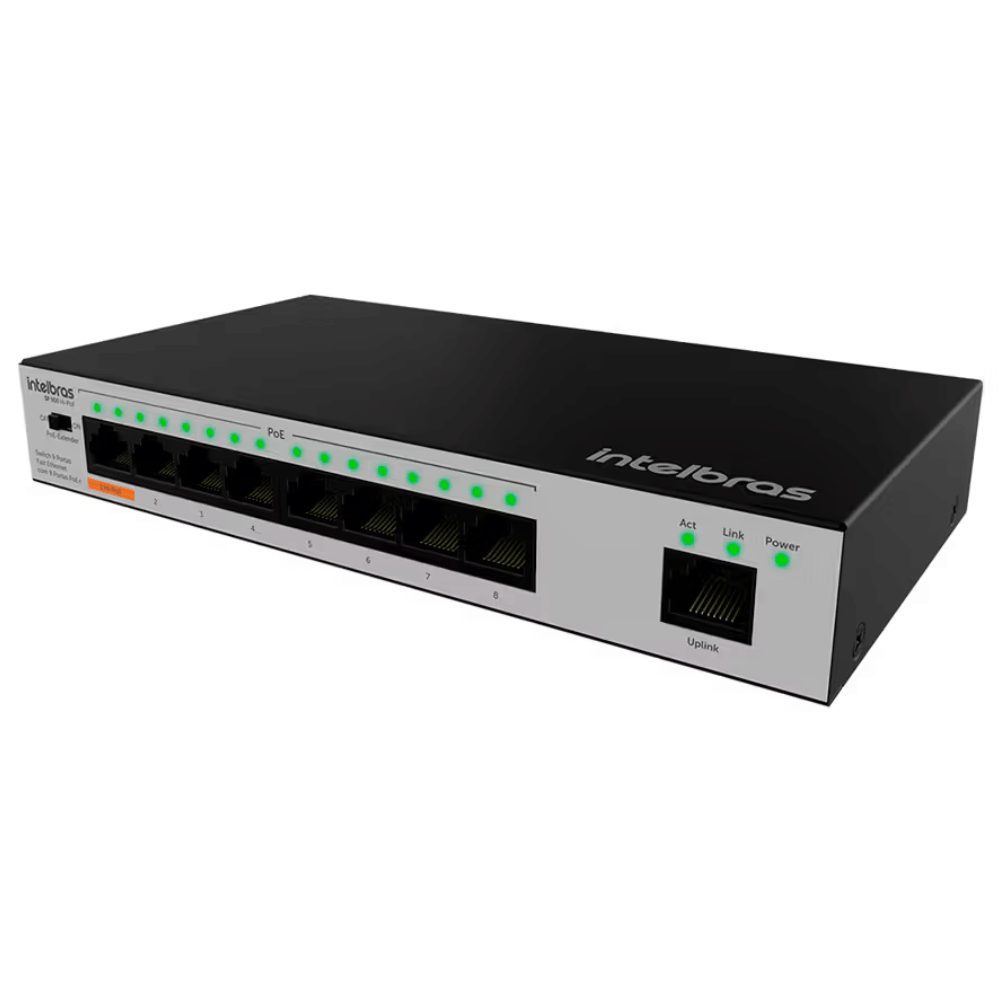 Switch Nao Gerenciavel 9 Portas Com 8 Fast Ethernet PoE+ SF 900 Hi-PoE Intelbras