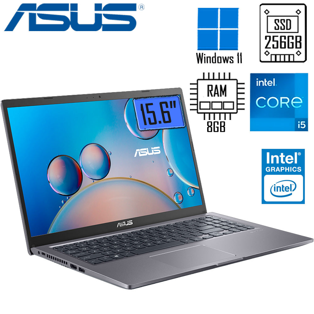 Notebook Asus Intel Core i5-1035G1, 8GB, SSD 256GB, 15.6 Full HD, Intel Graphics 620, Windows 11 , Cinza - X515JA-EJ1792
