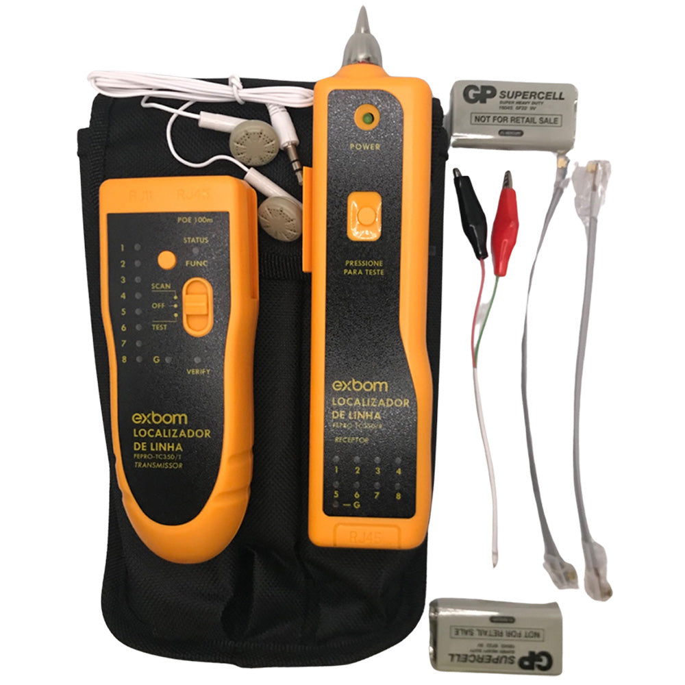 Testador Localizador de Cabo de Rede e Telefonia Com Sinal Sonoro Zumbidor- 04196 FEPRO-TC350 Exbom