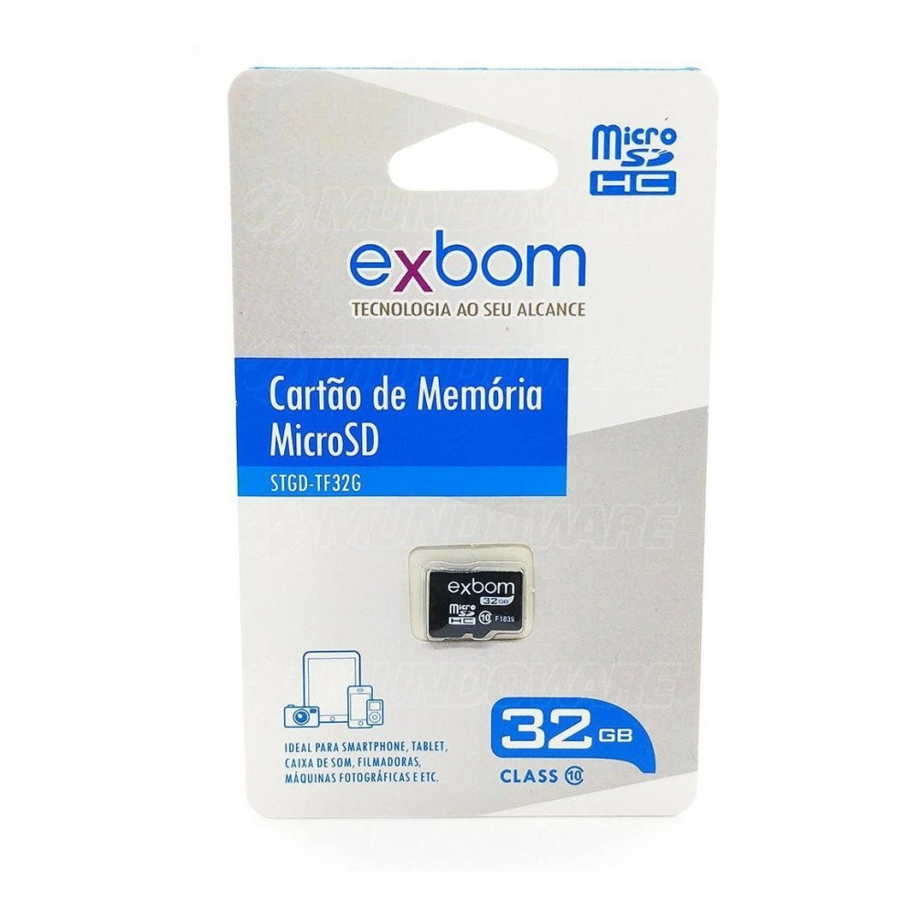 Cartão De Memória 32Gb Micro-SD Gravação 10MB/s Leitura 15MB/s Exbom STGD-TF32G