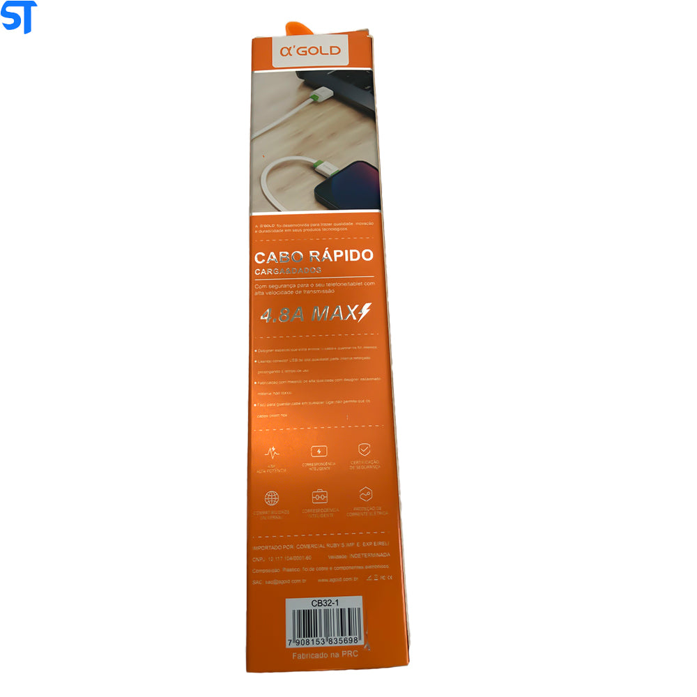 Cabo de USB para V8 A'Gold 4.8A Comprimento 2M- CB32-1