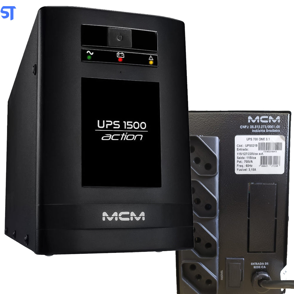 Nobreak MCM 1500VA UPS1500 ACTION 3.1, 6 Tomadas, Bivolt/115V - UPS0230