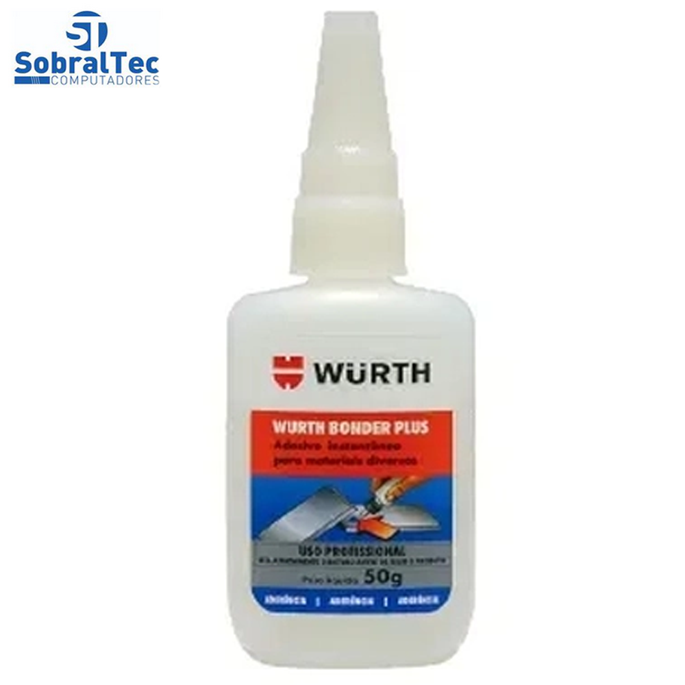 Cola Wurth Bonder Plus Adesivo Instantâneo 50 Gramas Para Materiais Diversos