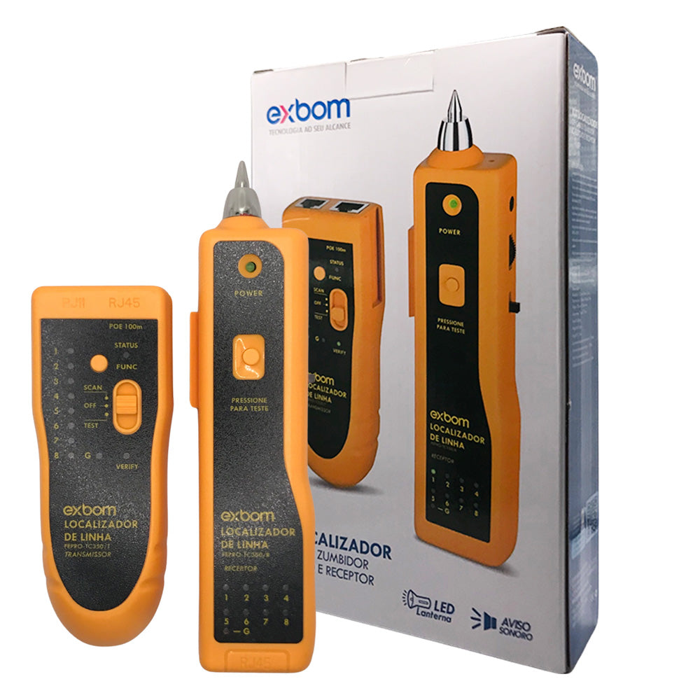 Testador Localizador de Cabo de Rede e Telefonia Com Sinal Sonoro Zumbidor- 04196 FEPRO-TC350 Exbom