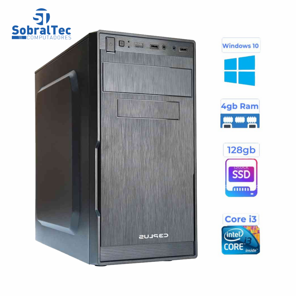 Computador Core i3 - Memória  4GB - HD SSD 128GB - Gabinete  MICRO-ATX MT-23V2BK Com Fonte 200W C3P