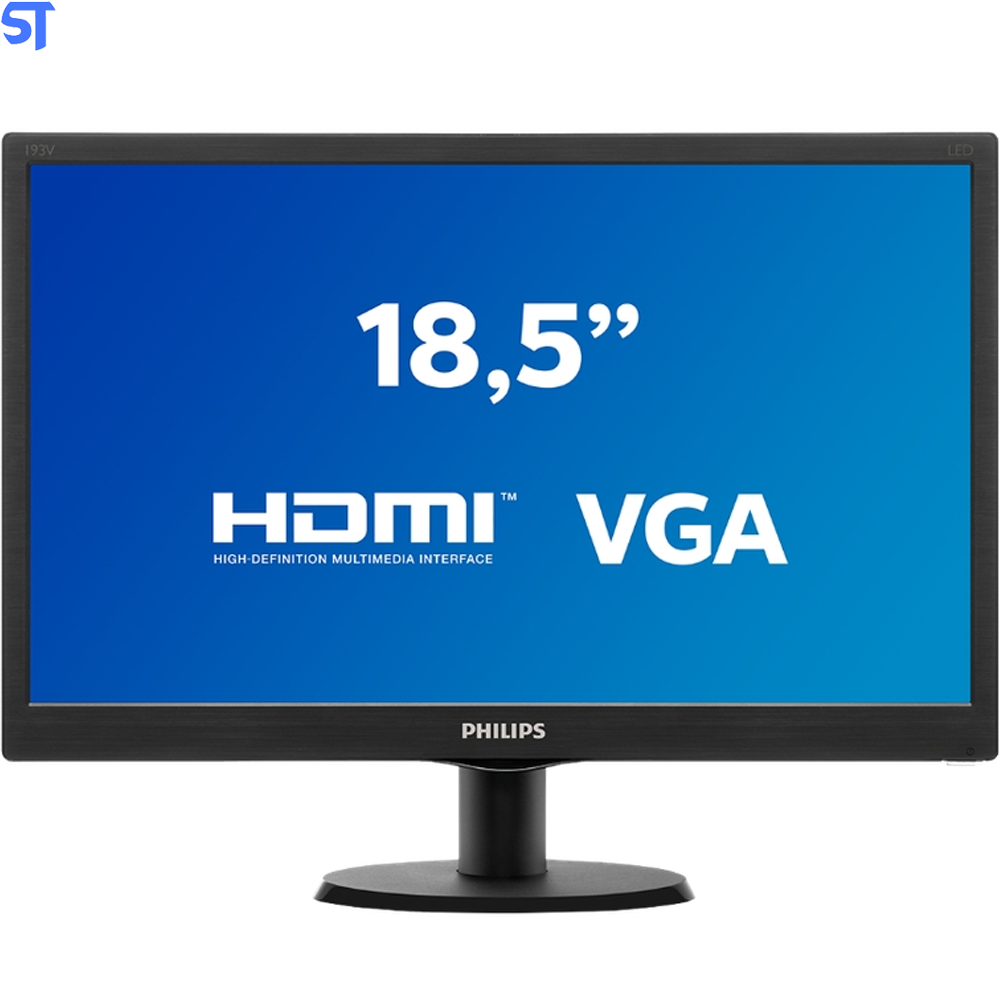 Monitor LED 18,5" Philips V Line  HDMI e Vga Widescreen 193V5LHSB2 Preto
