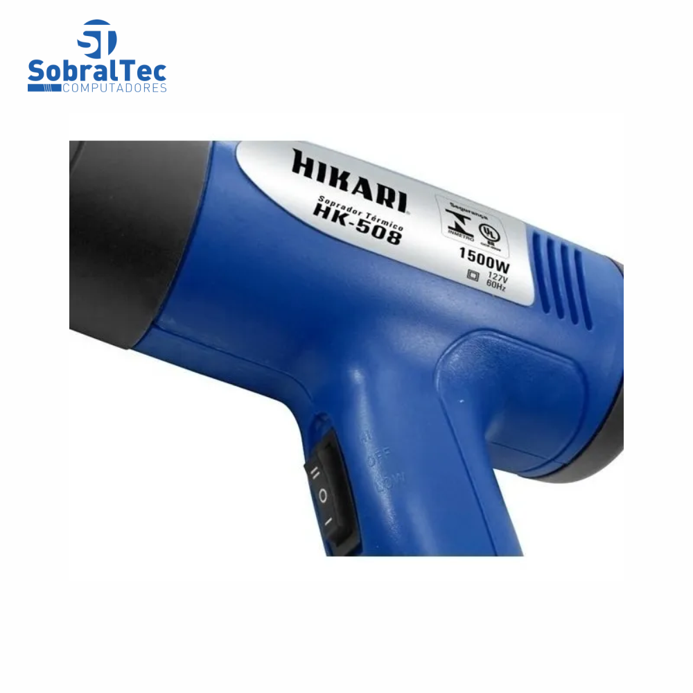 Pistola de Sopro Térmico Hikari 220V 750W a 1500W Potencia Temperatura Ajustável HK-508