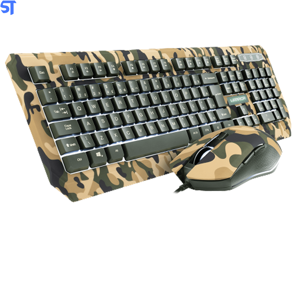 Combo Teclado e Mouse Gamer Warrior Kyler Army - TC249