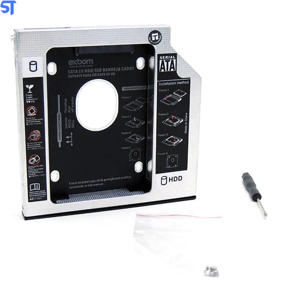 Gaveta Caddy Adaptador Para Segundo HD Notebook ou SSD 9,5mm- HDCA -S095- Exbom