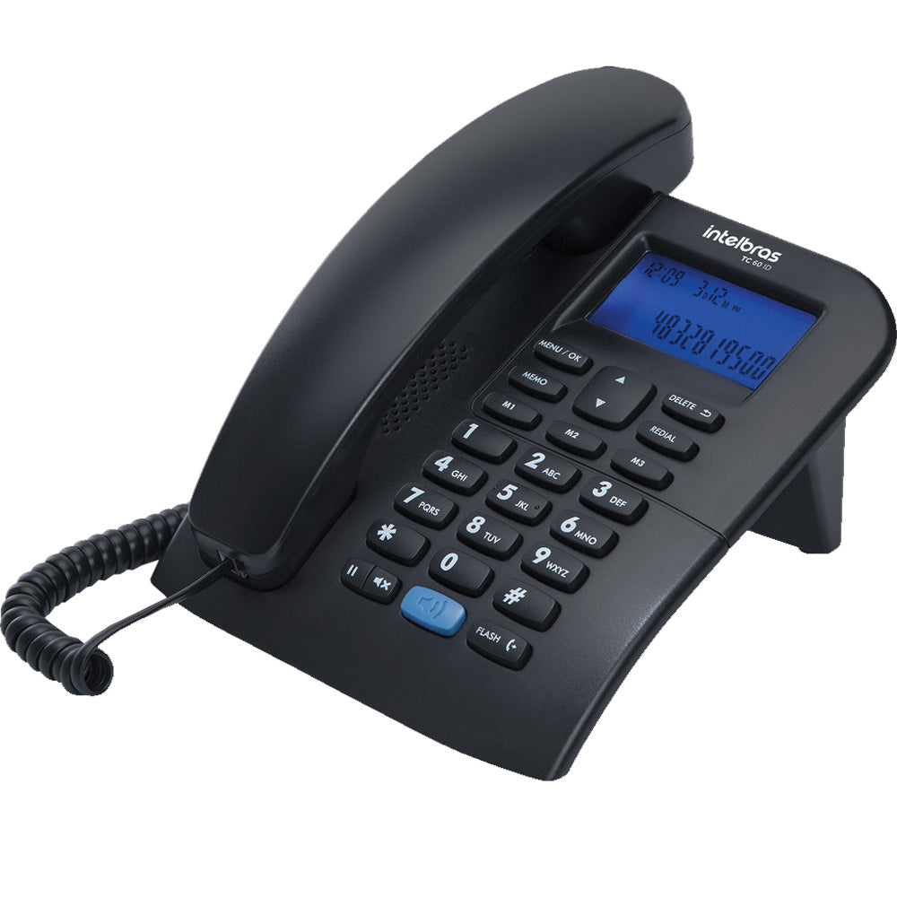 Telefone com Fio Intelbras TC 60 ID com Identificação de Chamadas e Viva-Voz - Preto